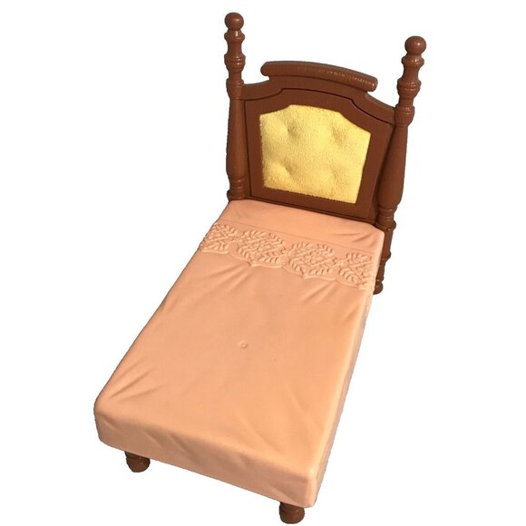 Fisher Price Loving Family Bed Dollhouse Double Poster Parents Bedroom Pink - Picture 1 of 12